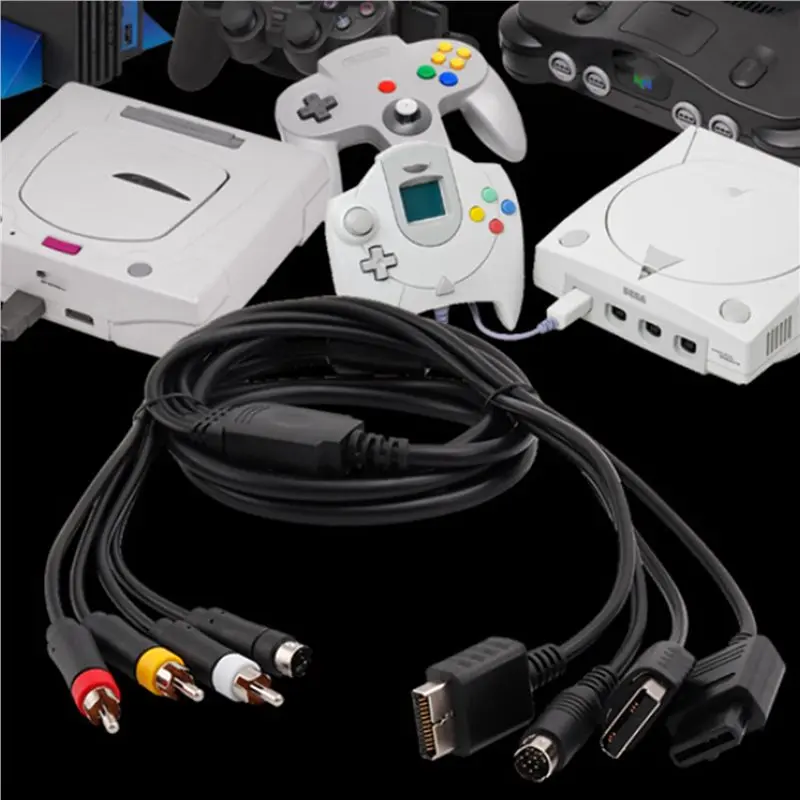 PHILE-2X AV S-비디오 케이블 (DC PS1 PS2 SNES SFC N64 NGC 게임 콘솔용) AV TV 연결 코드 (세가 새턴 SS 게임 콘솔용)