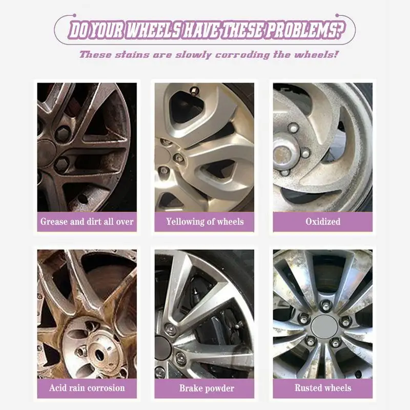 Car Detailing Rust Remove Spray Alloy Wheel Cleaner Spray Household Rust Remover for Auto Paint Tyre Rims Care Tire Washing Tool