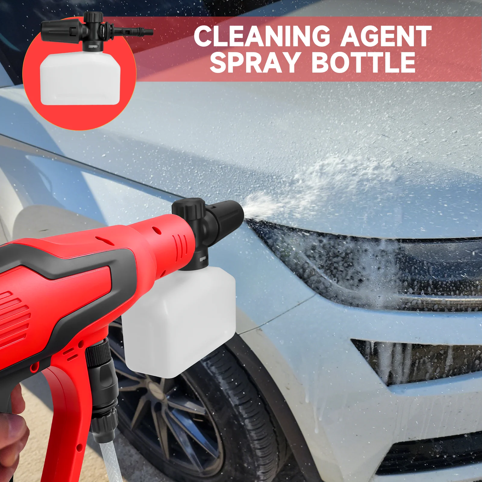 Cordless Pressure Washer 380W Brushless High-Pressure Car Washer Gun 653PSI 3-Sp