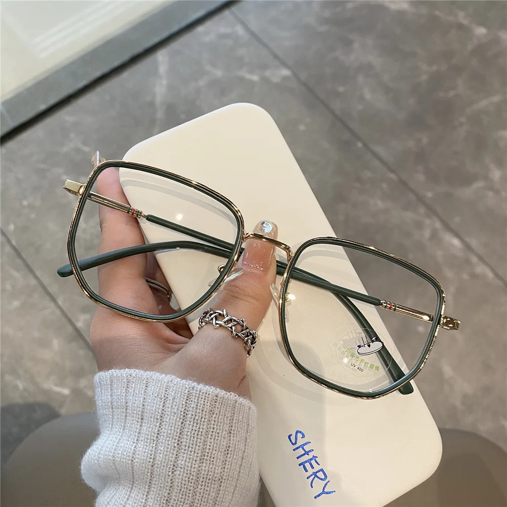 New women square polygon glasses for girl female metal frame glasses plain glasses Nearsighted Eyewear Glasses -1.0 -2.5 -2 5