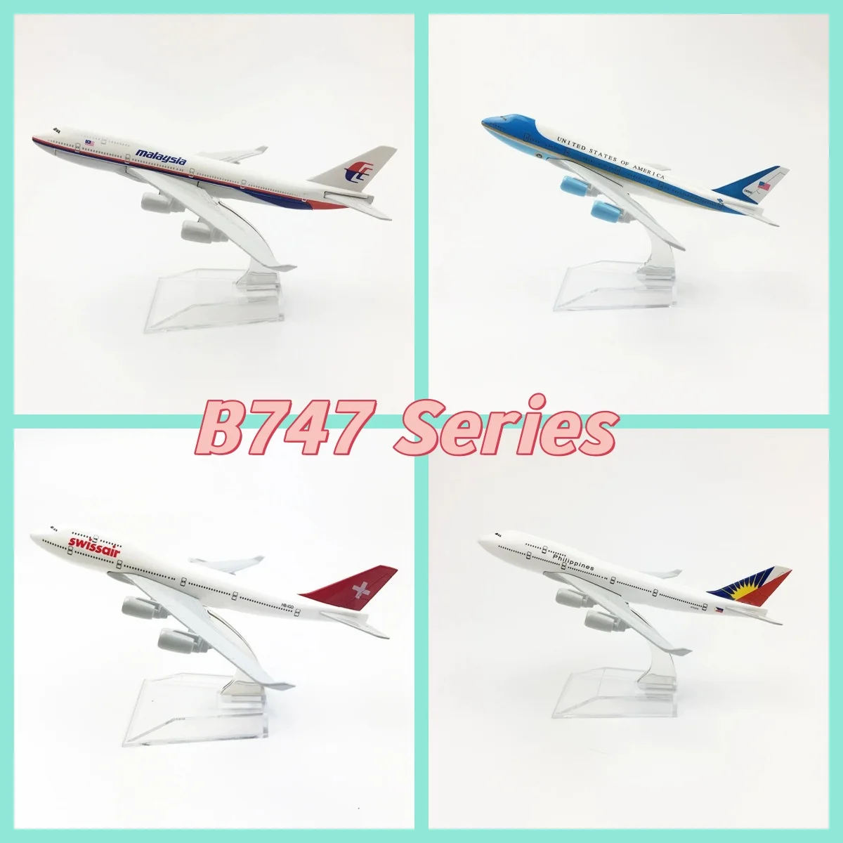 16cm 스케일 비행기 장난감 다이캐스트 합금 B747 시리즈 영국 말레이시아 항공 B747 항공기 수집용 친구 어린이 선물