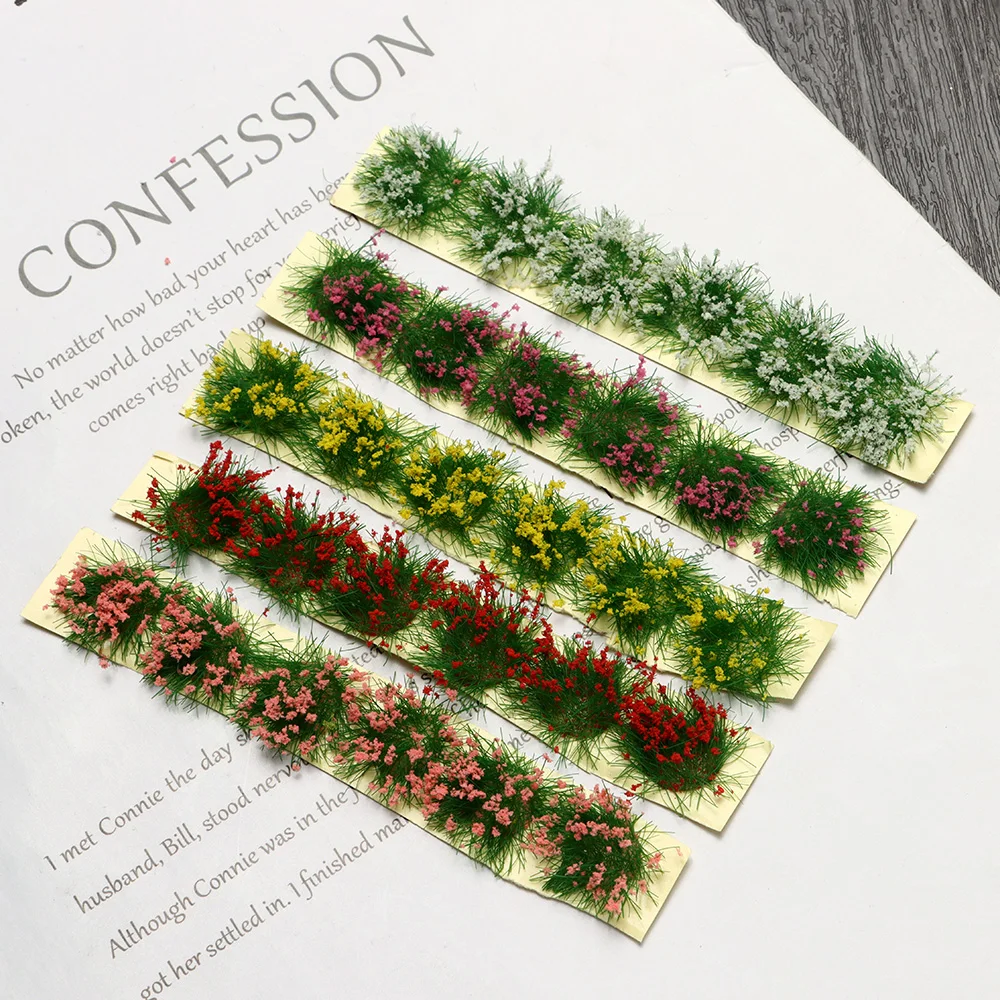 9*1*0.6cm DIY Miniature Garden Decor Flower Cluster Static Scenery Model Building Layout Sand Table Landscape Wargame Grass Tuft model building kits diorama kits plant diorama kits garden decor model artificial grass kits static grass cluster