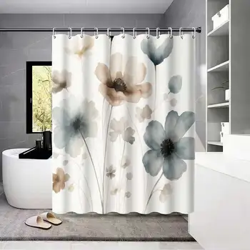 Elegant Floral Watercolor Shower Curtain 1