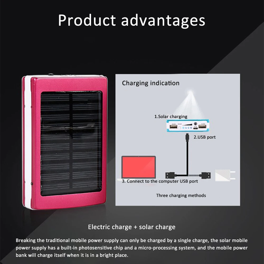 Solar Panel Dual USB LED PCBA Circuit Board Solar Power Panel Home DIY Bank 18650 Battery DIY Home Charger