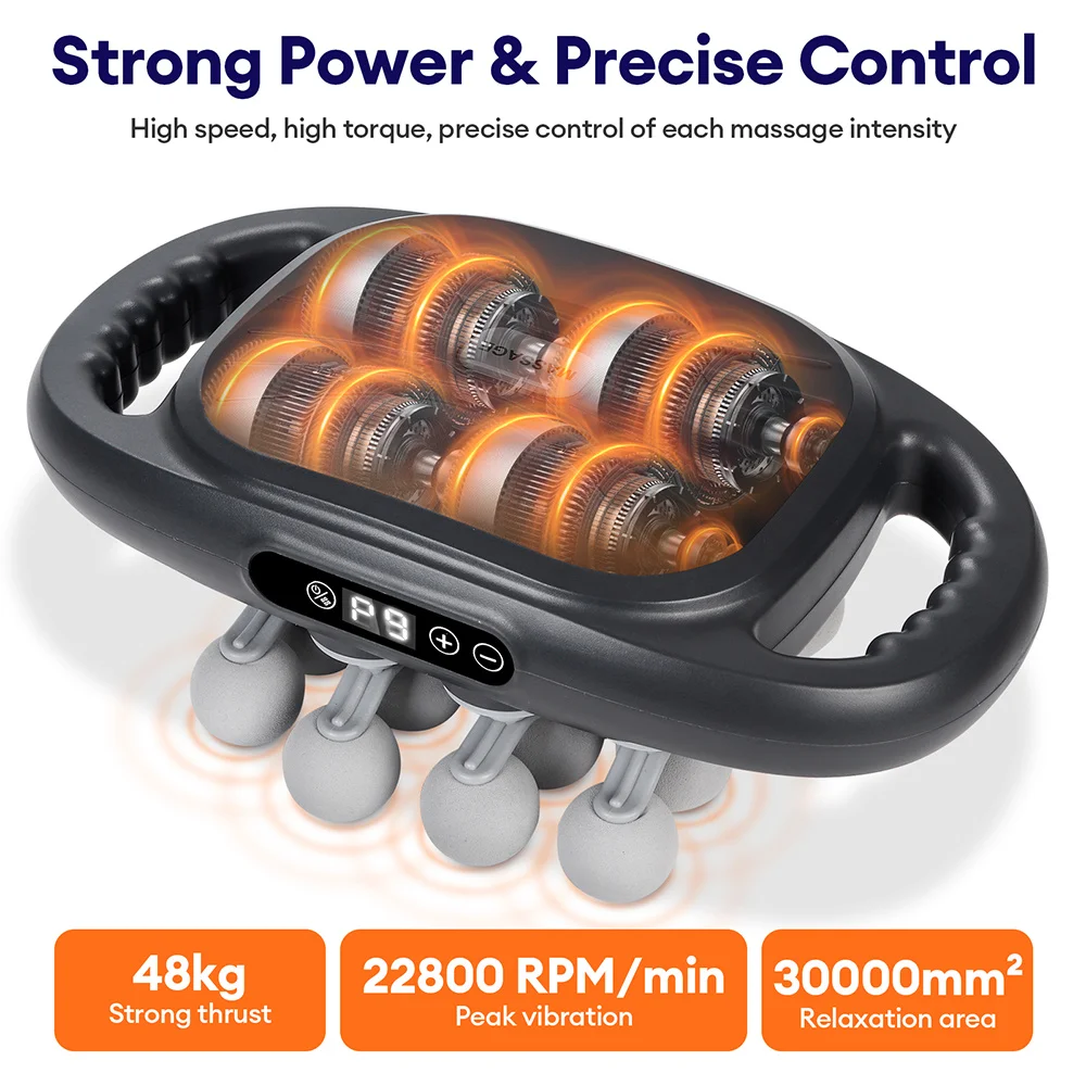 8/16 Heads Body Massage Gun High-Frequency Vibration Fascia Gun Back Waist Massager Neck Shoulder Massager Muscle masajeador