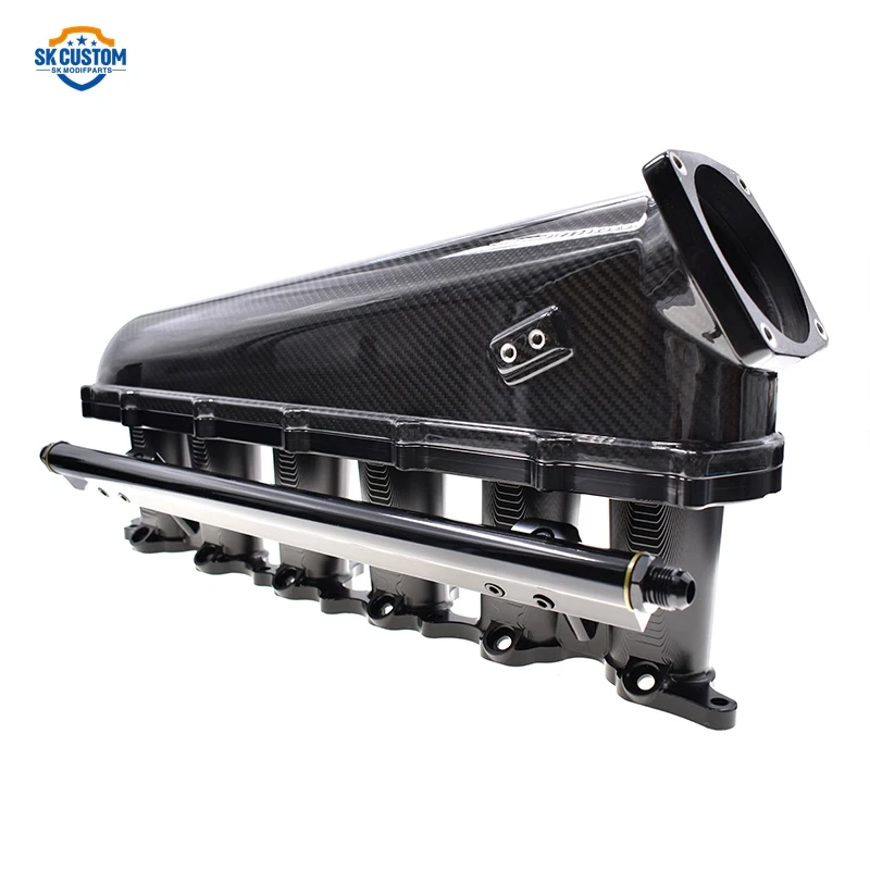 Racing Carbon Fiber 6 Injetor 2JZ GE Engine Intake Manifold With 100mm Throttle Body And Fuel Rail