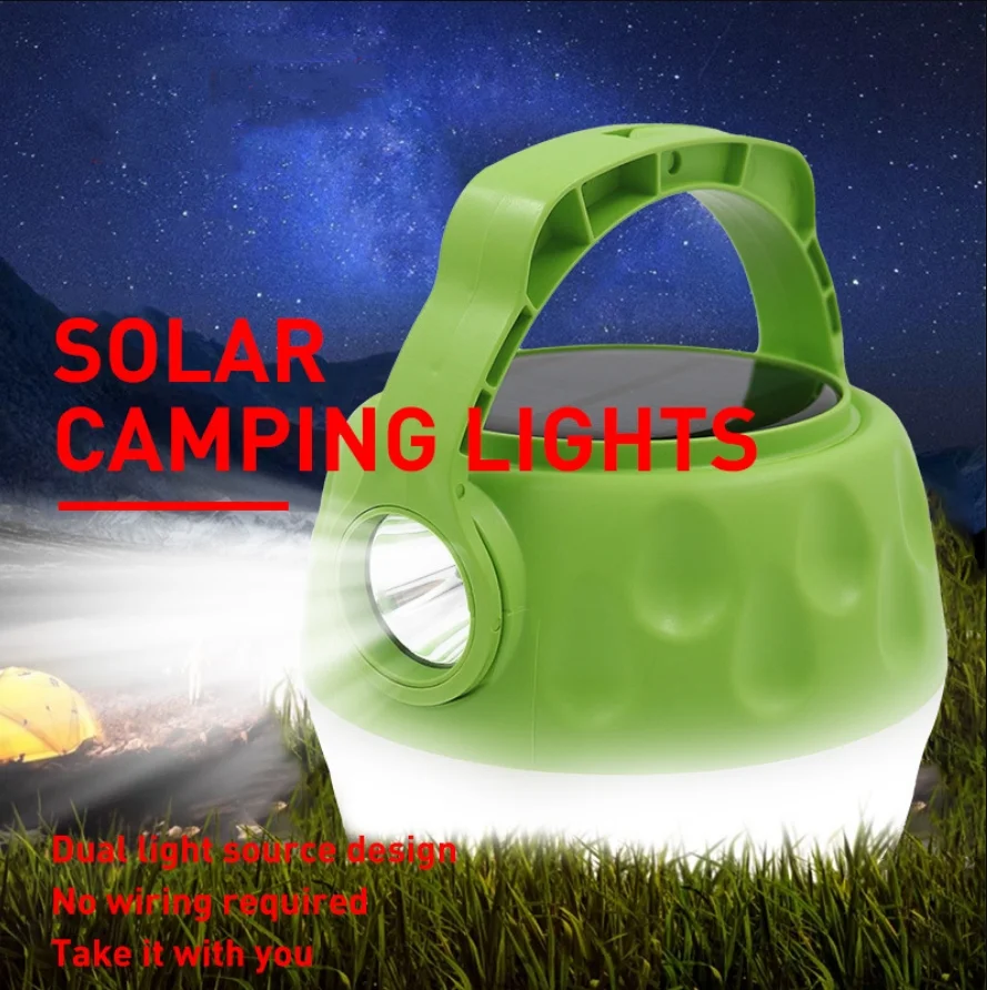 

LED Solar Camping Light Household Emergency Lighting Outdoor Waterproof Night Market Street Stall Portable Lamp with Flashlight