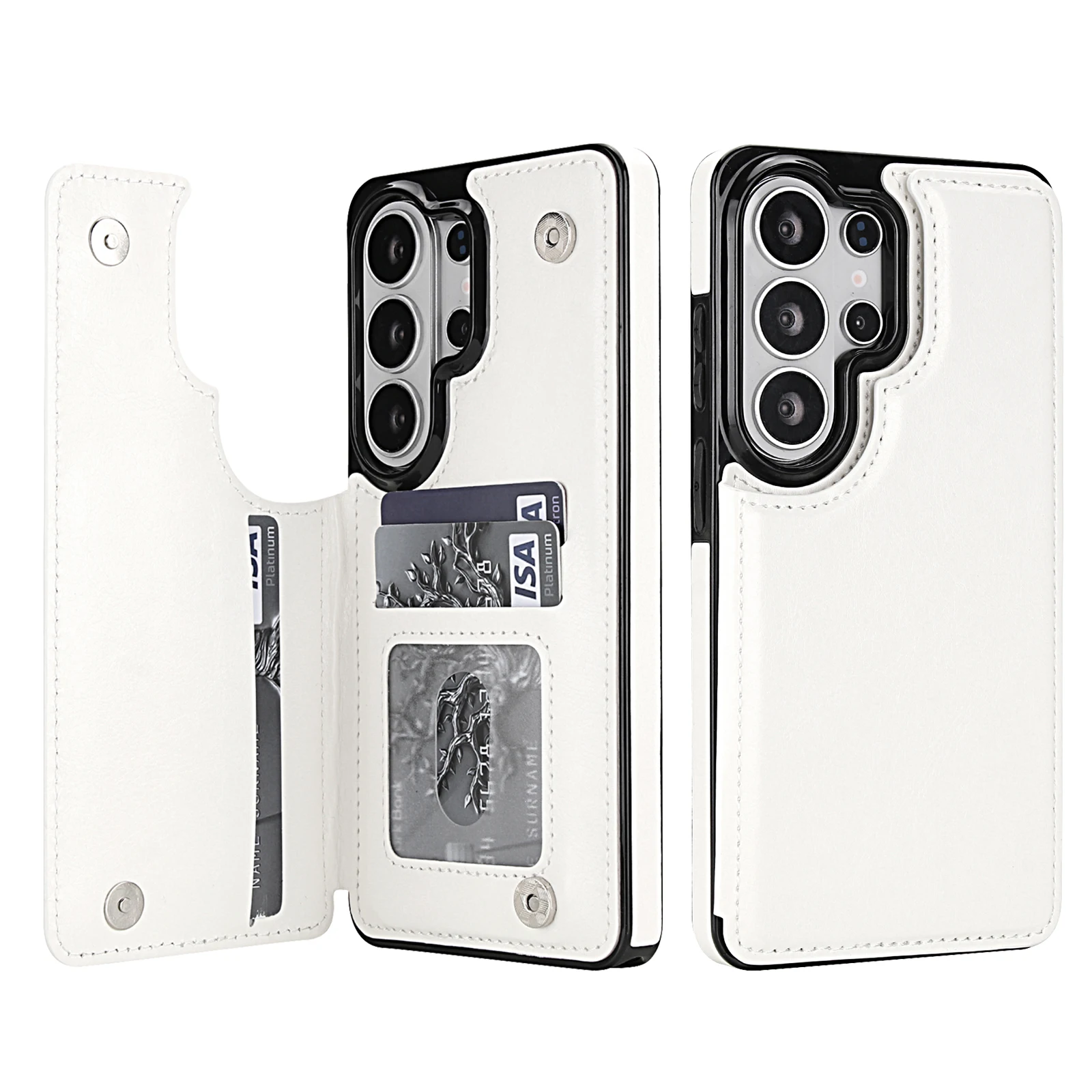 Elegant Leather Flip Wallet Phone Case with Card Holder and Shockproof Protection