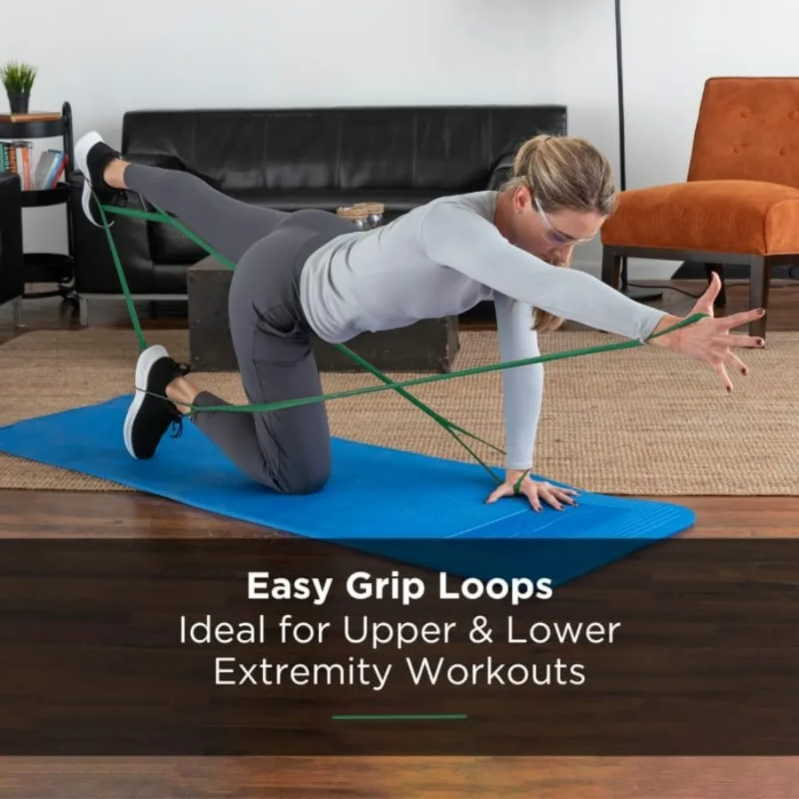 CLX Resistance Band with Loops, Fitness Band for Home Exercise and Full Body Workouts, Portable Gym Equipment