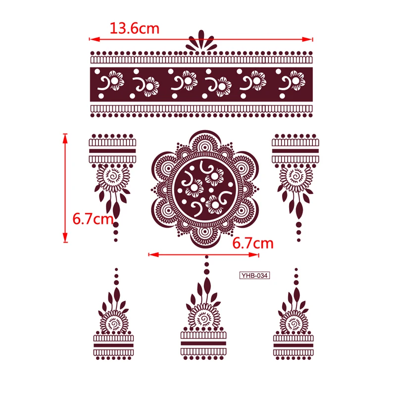 Bräunlich rote Spitze wasserdicht temporäre Tattoo Aufkleber Tatuajes Tattoo Ärmel Henna Tattoo Aufkleber Body Art gefälschte Tattoo Aufkleber – Detail 6