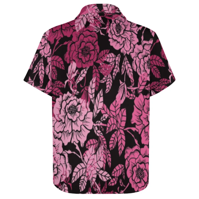 2024 New Retro Temperament Rose Printed Flower Shirt Men's Loose Internet Celebrity Shirt Fashion