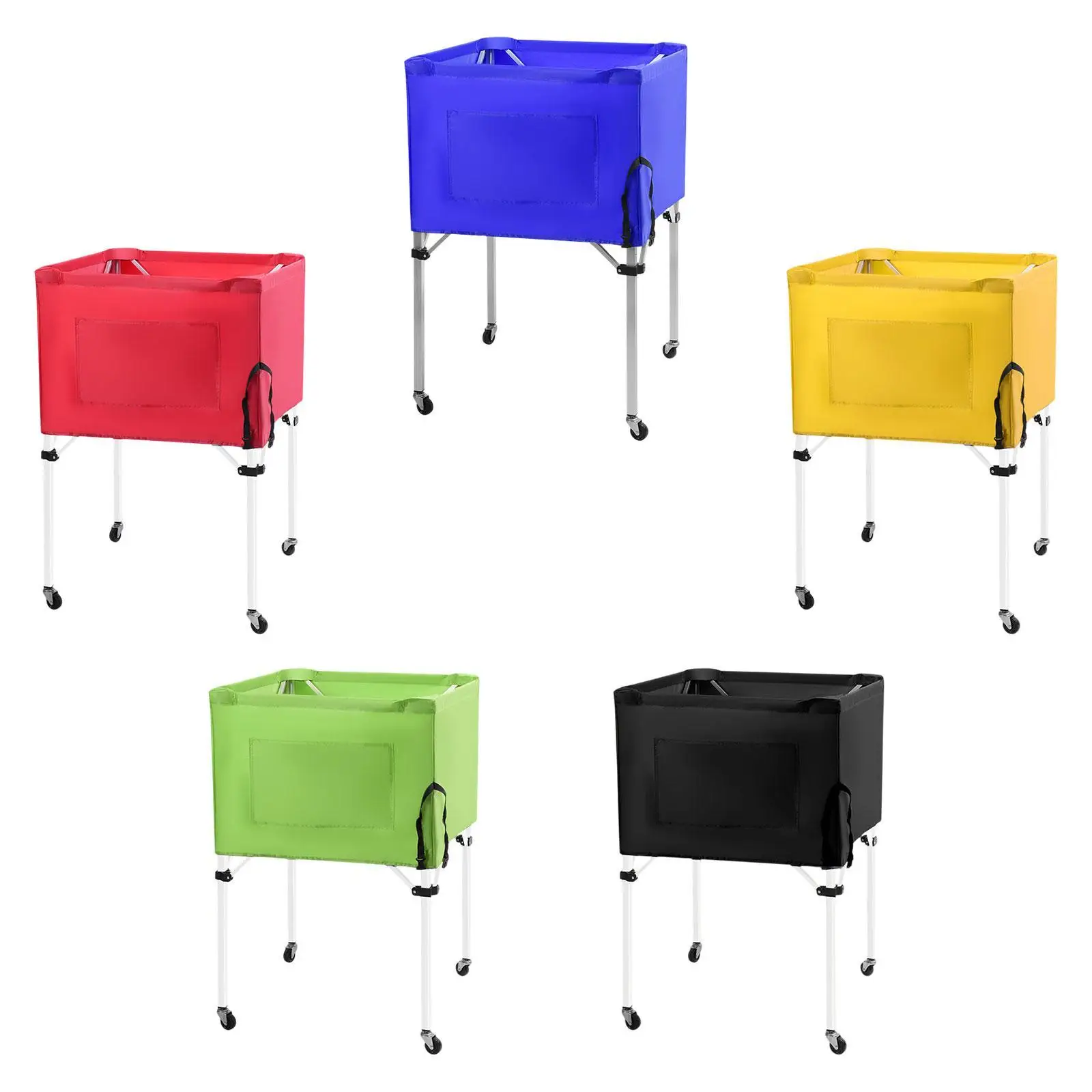 Rolling Sports Ball Cart Ball Holder Storage Cart Folding Volleyball with Wheels for Gym Garage Tennis Soccer Indoor