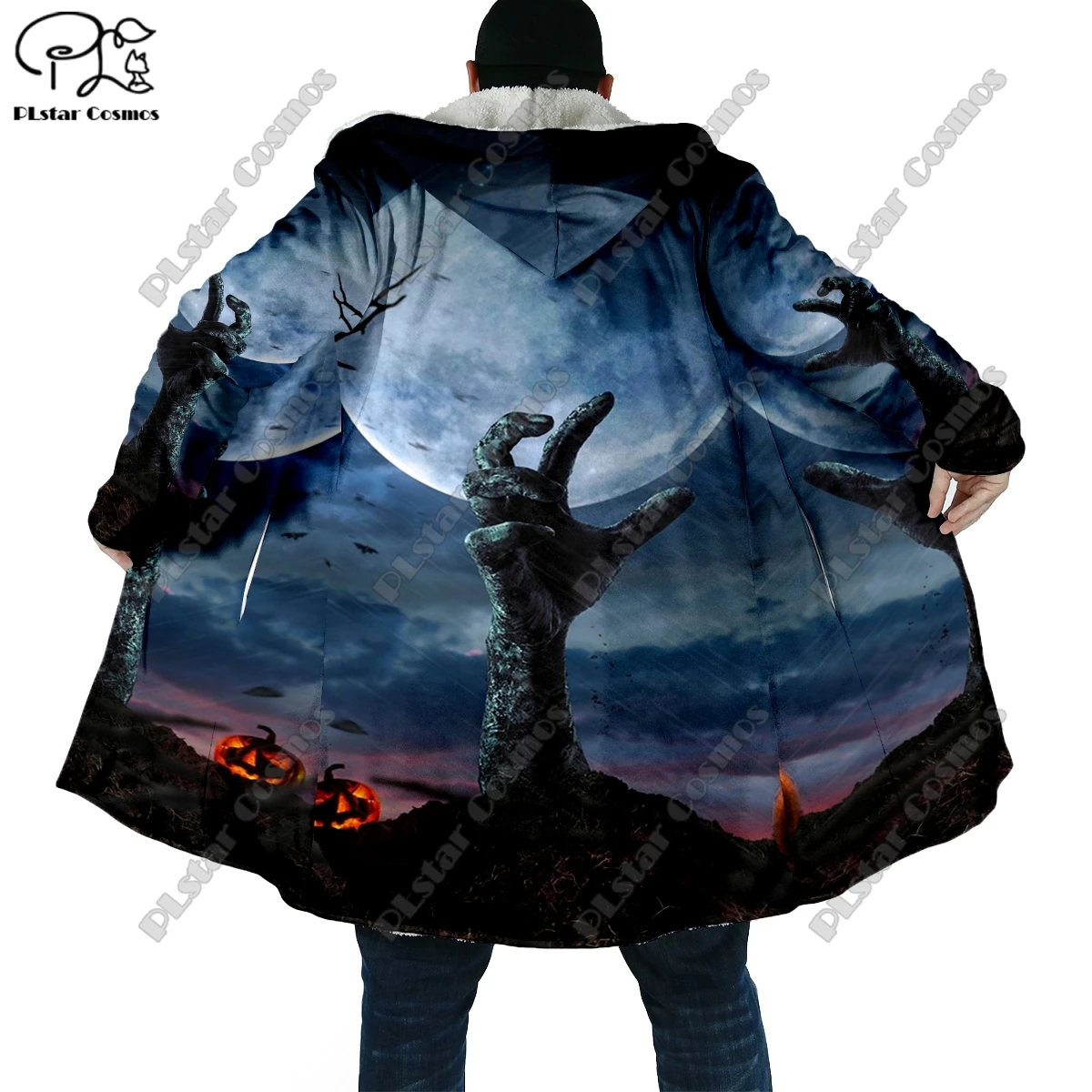 3D printing Halloween horror ssheng skull theme pocket cape coat latest casual unique streetwear unisex winter new arrivals