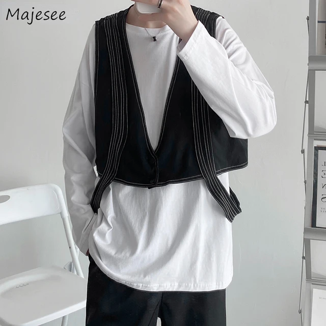 Cropped Vests Men V-neck Vintage Chic Personal Design Tactic