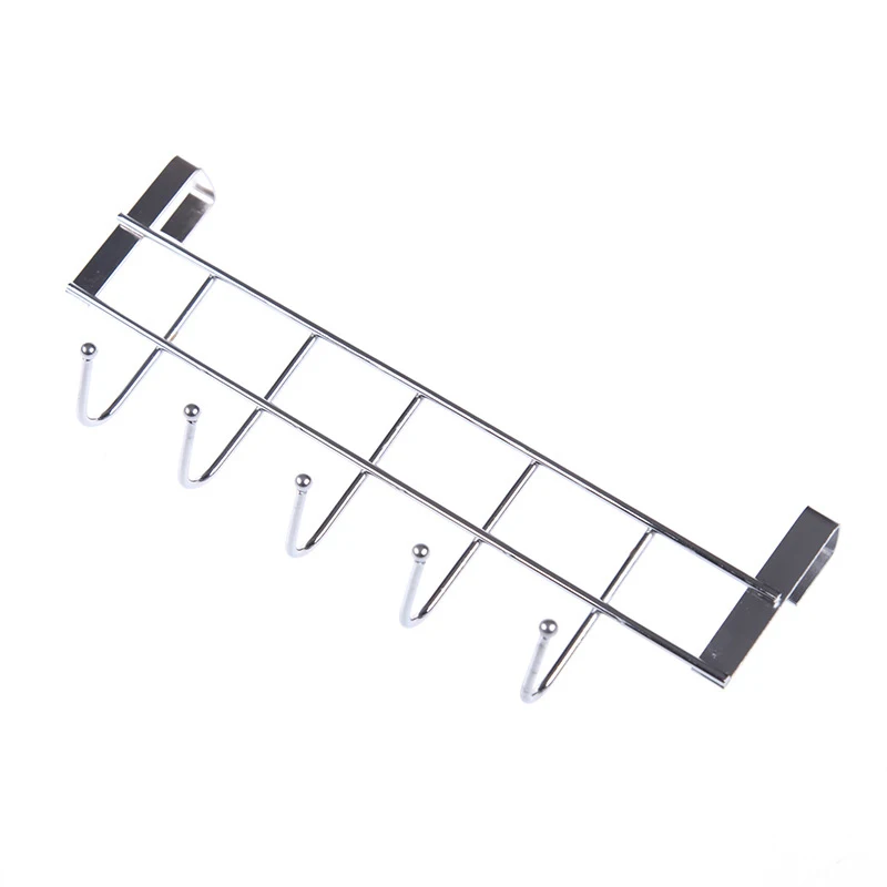 Storage Hook Door Hook 5 Hooks Clothing Coat Towel Hanger Rack Holder Shelf Over Door Home Bathroom Kitchen Hat Organizer