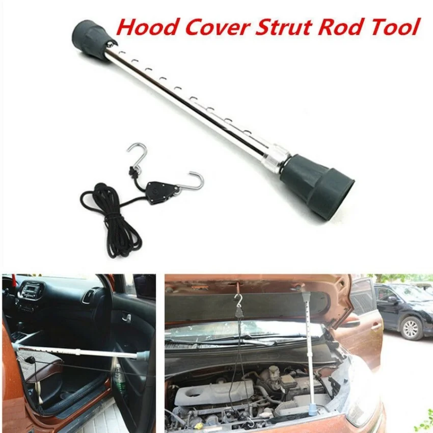 

1* 15-24" Bonnet Hood Support Holder Telescoping Prop Rod Tool Pillar Pulley Rope auto parts