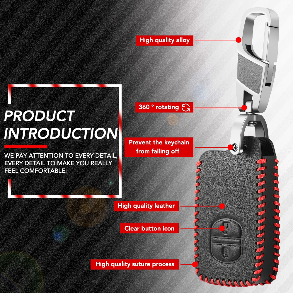Leather Car Key Case Cover For Toyota Aqua RAV4 Land Cruiser Camry Prado Corolla Prius 2 Button 2013 2014