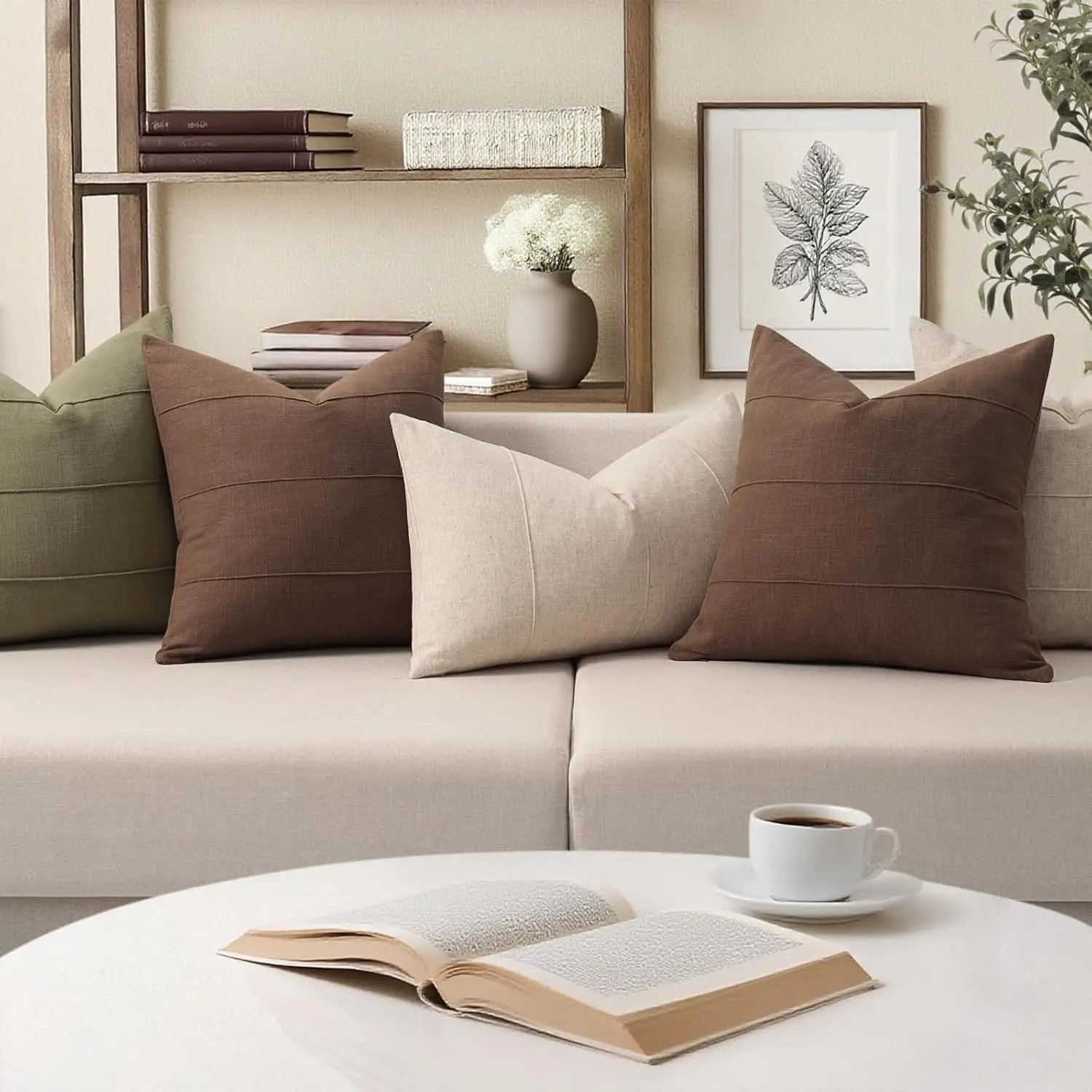 Boho Farmhouse Decorative Throw Pillow Covers - Soft Accent for Living Room and Sofa Decor