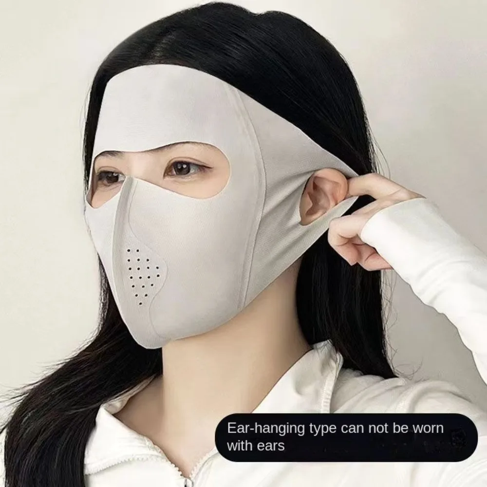 Masque réutilisable anti-UV UPF50+ bleu marine vu de face, protection solaire homme femme