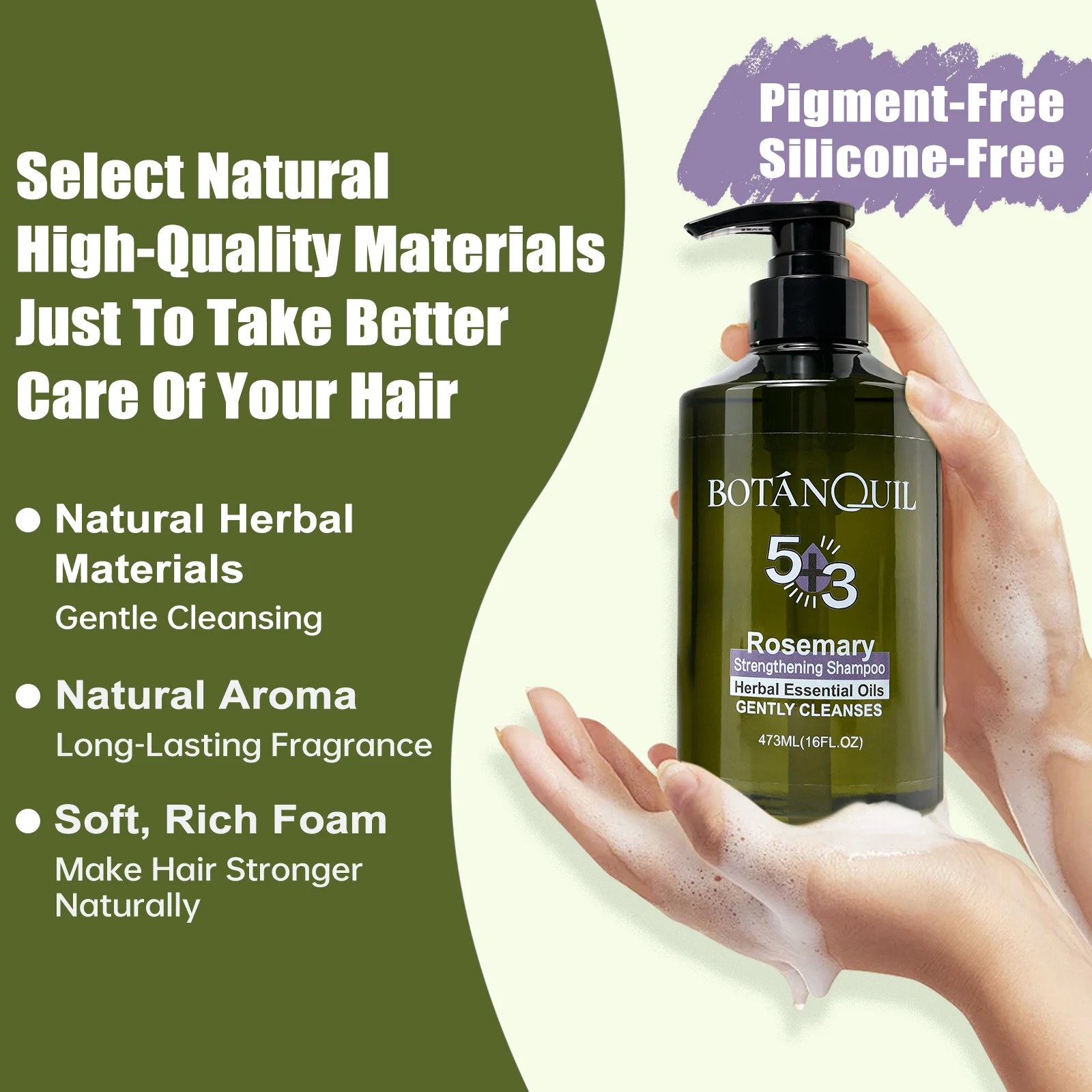 BOTÁNQUIL 16fl.oz Rosemary Strengthening Shampoo Cleanses and Helps Strengthen Weak and Brittle Hair Soft Rich Foam 4