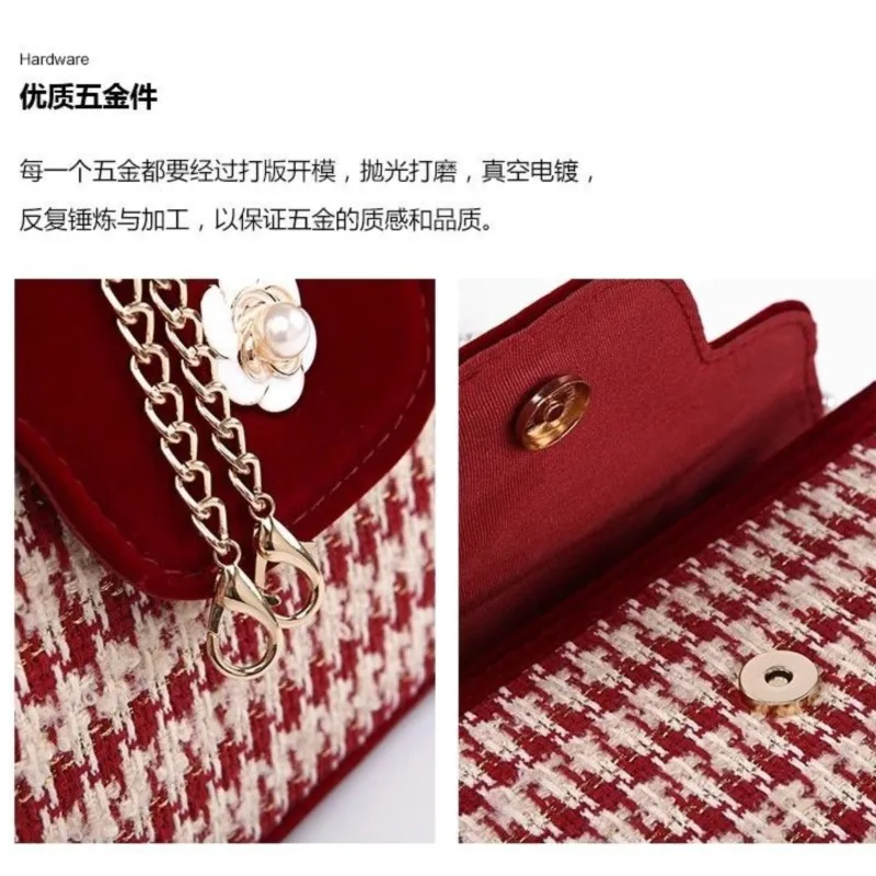 JIAERDI Vintage Red Velvet Handbag Purse Women Wedding Pearl Handle Square Messenger Bag Female Casual Crossbody Bags 2025 New