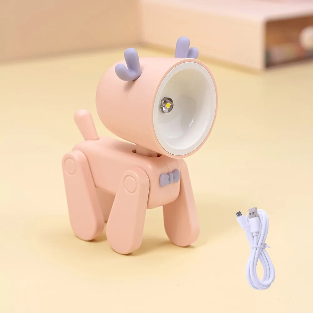 USB Rechargeable LED Night Light - Dog Deer Design Ambient Table Lamp