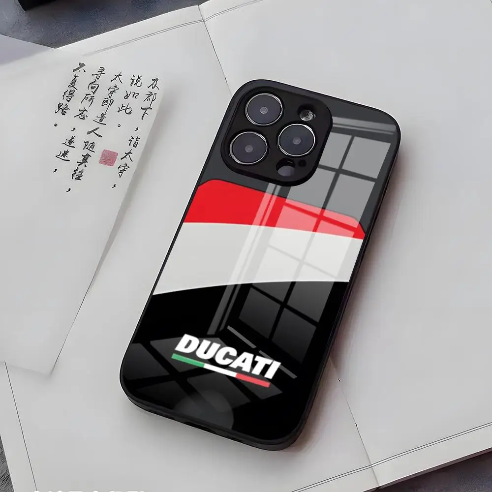 Elegant Black Glass Motorcycle Logo Phone Case