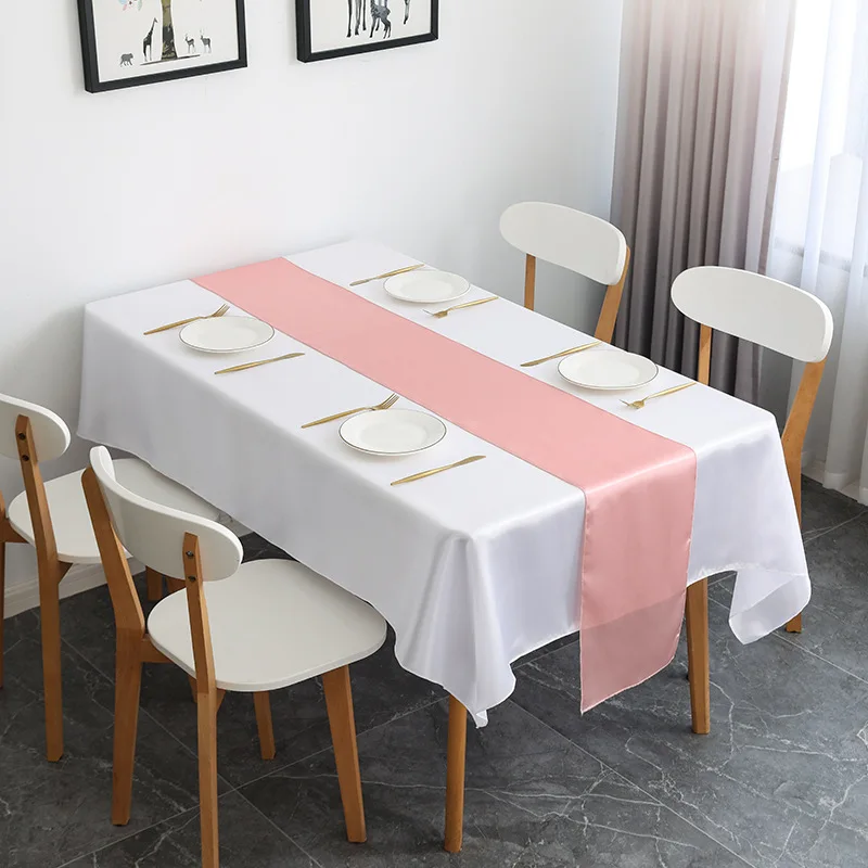 Nordic style high-end red hotel wedding tablecloth decoration, polyester silk tea table mat, color Ding table flag