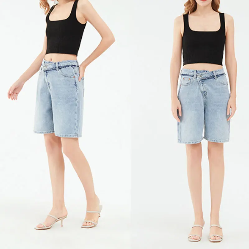 Женские-прямые-джинсовые-шорты-в-стиле-ретро-с-высокой-талией