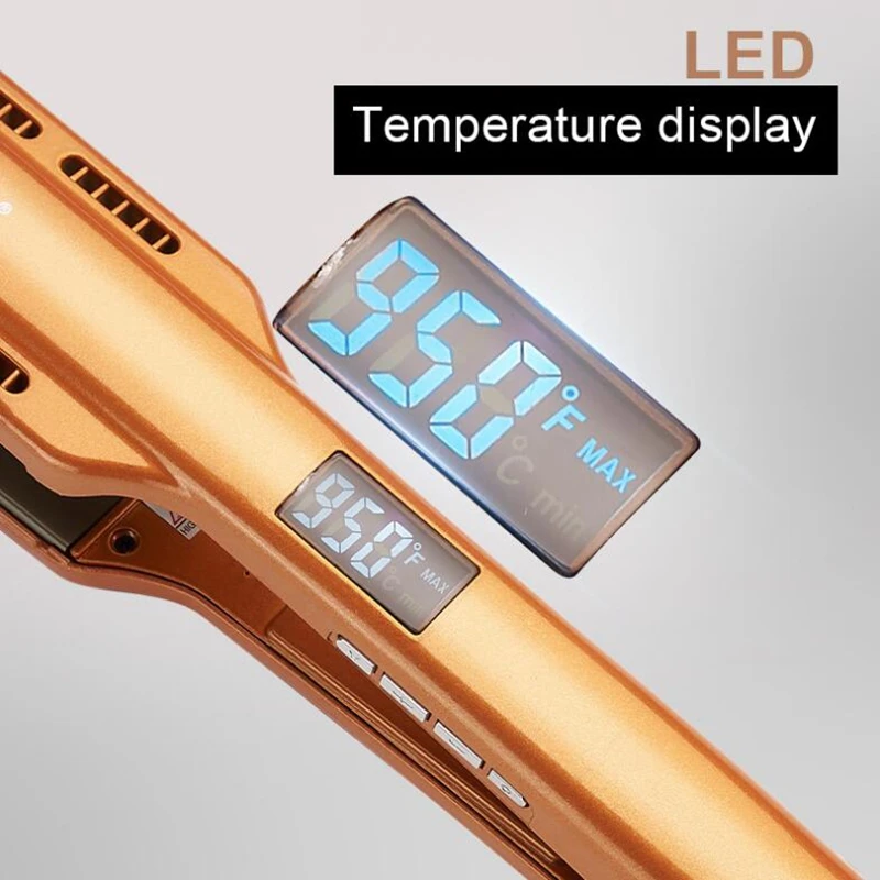 Professional Tourmaline Ceramic Hair Straightener LCD Display Flat Iron Fast Heat Curling and Straightening Salon