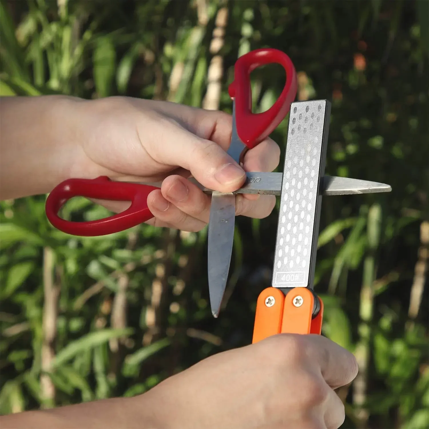 Knife Sharpener Diamond Sharpening Stone Double-Sided Portable Garden Tool Sharpener Folding Pocket Diamond Knife Sharpening Stone 400/600 Grit for Garden Outdoor