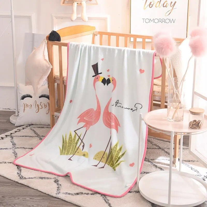 Animal Cartoon Print Flannel Baby Blanket Swaddle Super Soft 100*140cm Children's Blanket Sofa