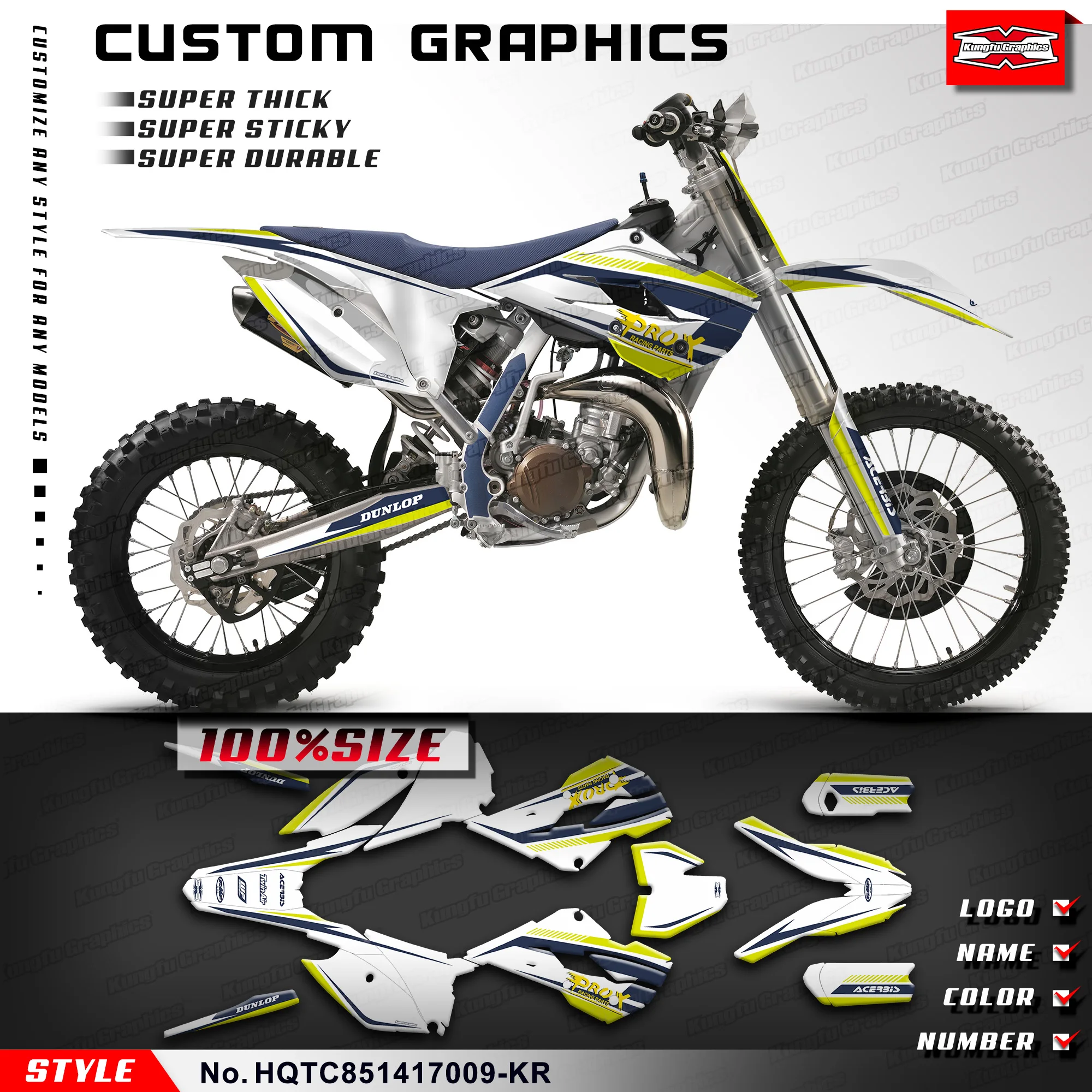 

Набор графических наклеек KUNGFU, виниловые наклейки для Husqvarna TC85 2014 2015 2016 2017, HQTC851417009-KR
