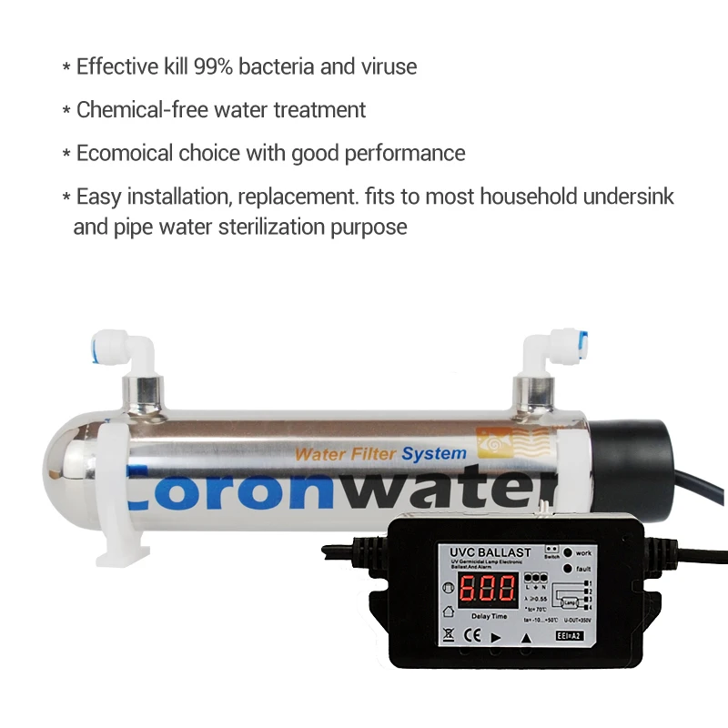 Coronwater 1GPM SSE-012 Flow Switch Ultr aviolet Water Filter for Household Water