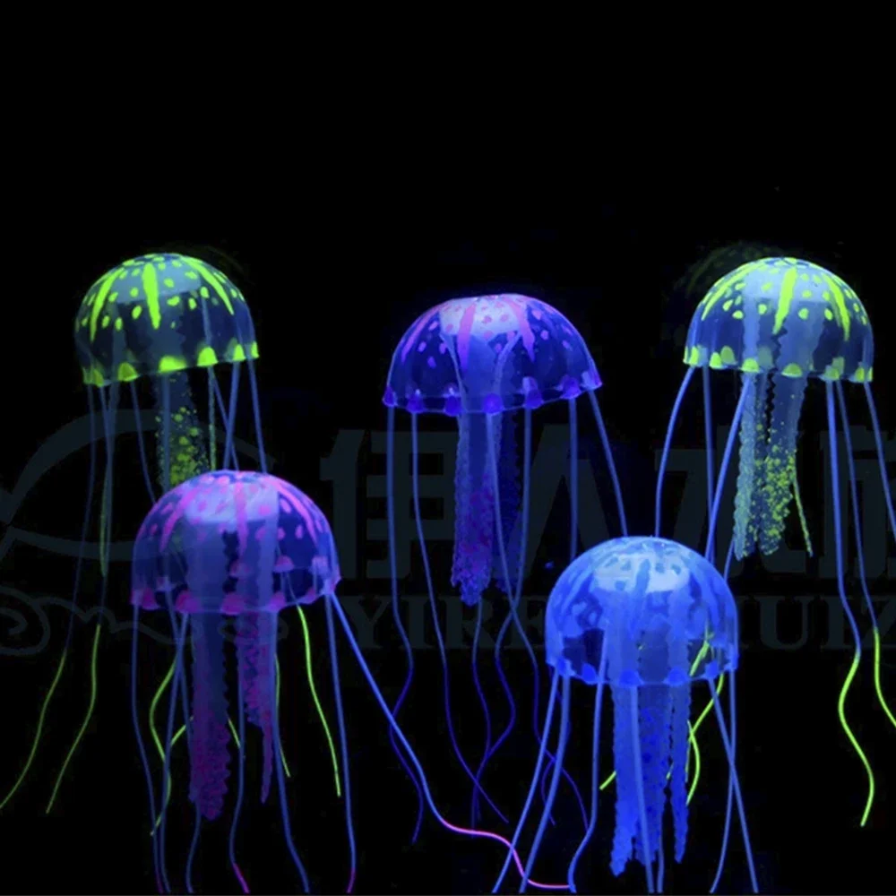Luminescent Silicone Jellyfish Aquarium Decor - Glowing Floating Ornament for Underwater Landscaping