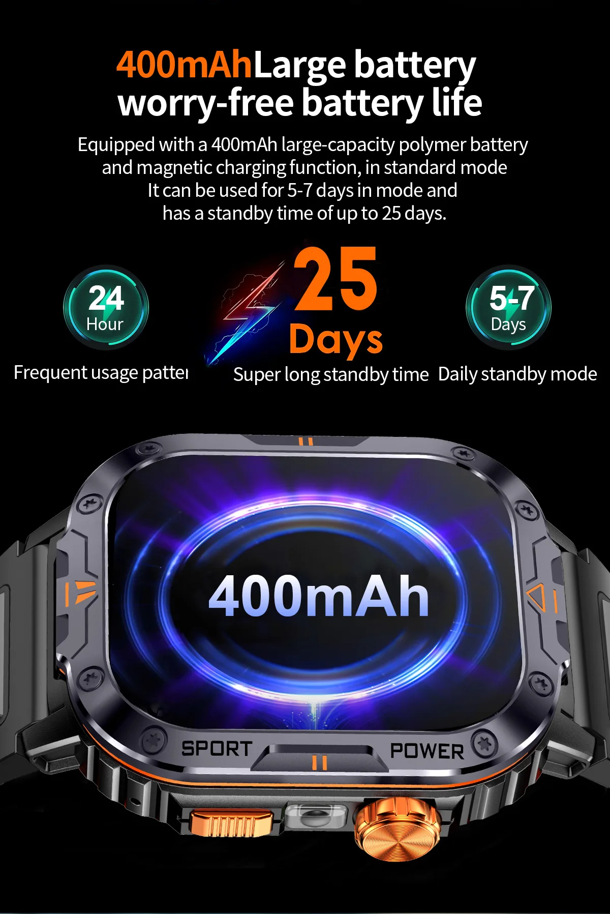 Montre connectée NX20 avec grand écran 2 pouces, lecture de musique locale, lampe torche, Bluetooth, appels IA et commande vocale, idéale pour les hommes et les activités de plein air._voghion.com