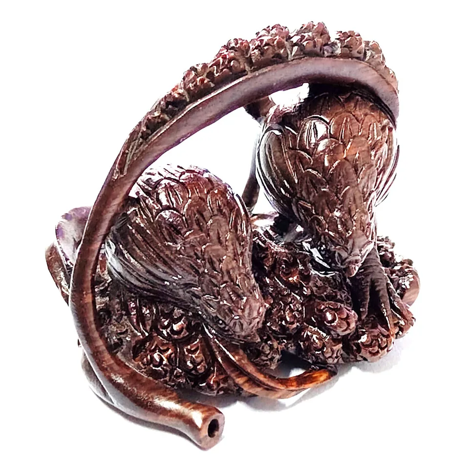 黒檀　手彫りのみ 手彫りの黒檀ネツケ,gx134,20歳,木に鳥2羽 - AliExpress