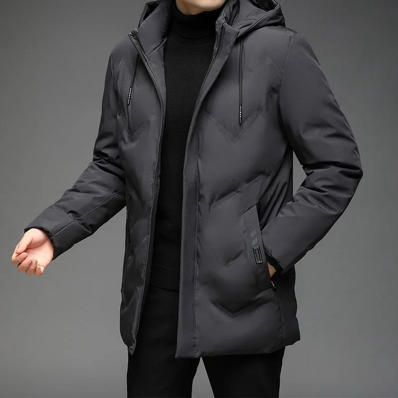 

Thicken Warm slim Winter Parkas for Men Cotton-padded Hooded Jacket Coat Men Solid Color Jackets 2022 Mens Casual Windbreaker