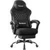 Gaming Chair, Computer Chair Fabric with Pocket Spring Cushion, Office Chair with Footrest and Massage Lumbar Support 1
