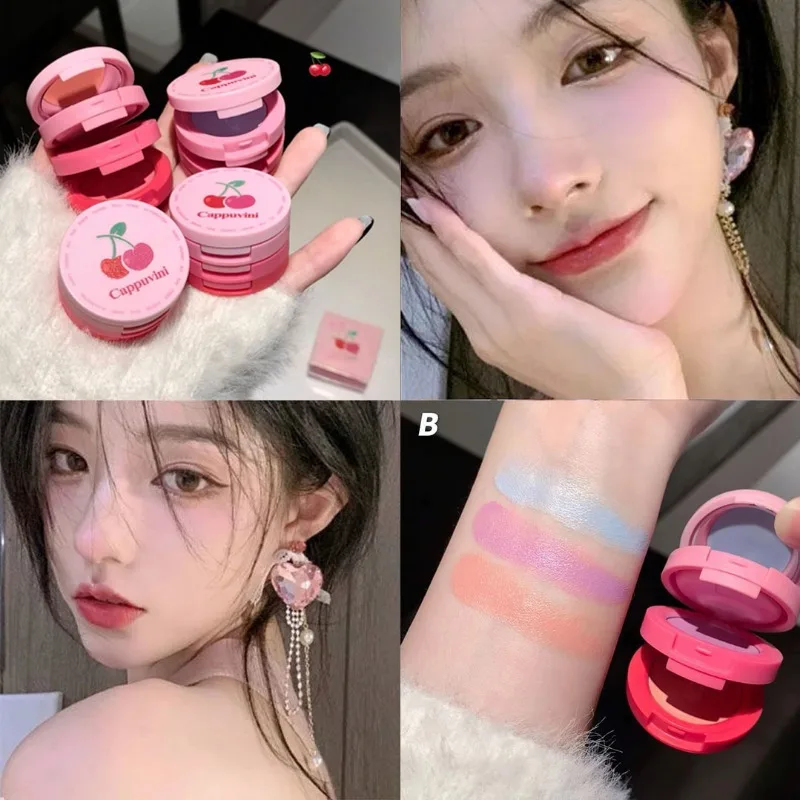 3 in 1 Cream Blush Cherry Watermelon Red Waterproof Lasting Matte Beauty Blush Cream Peach Face Makeup Cosmetic