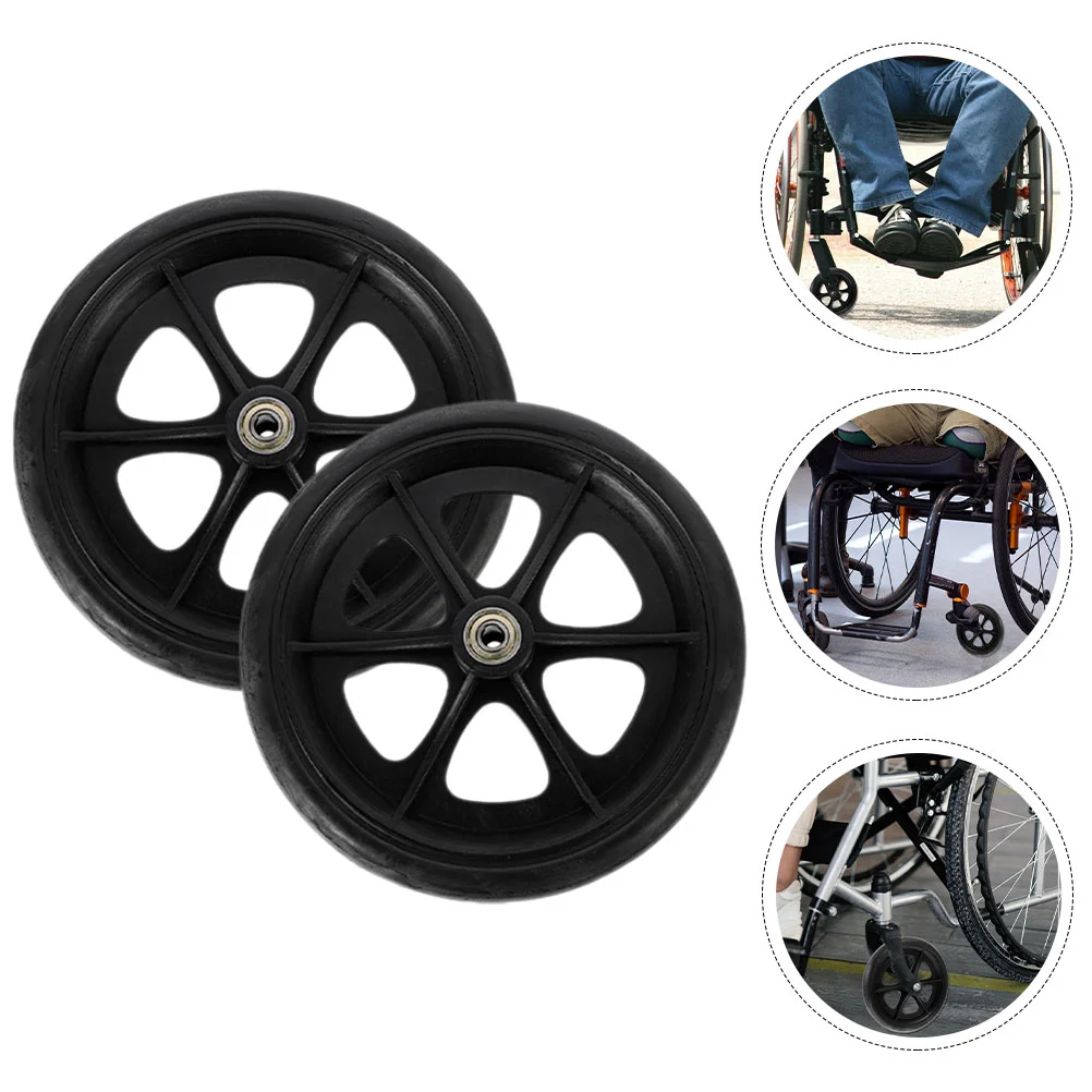 

2 Pcs Wheelchair Front Walker Wheels Parts 6 Inch for Bearings Plastic Replacement Walkers