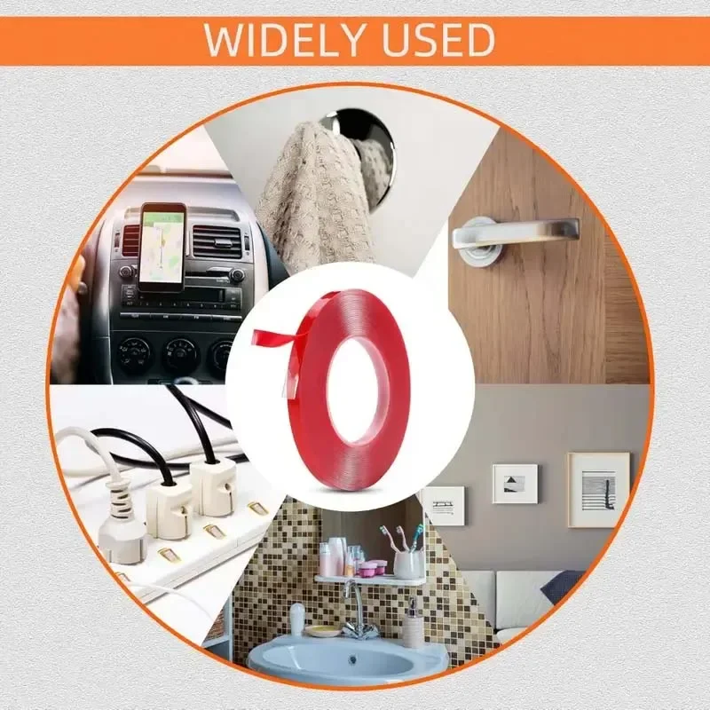 폭 8mm 양면 테이프 강력한 고정 투명 테이프 방수 고강도 고강도 흔적 없음 접착 스티커