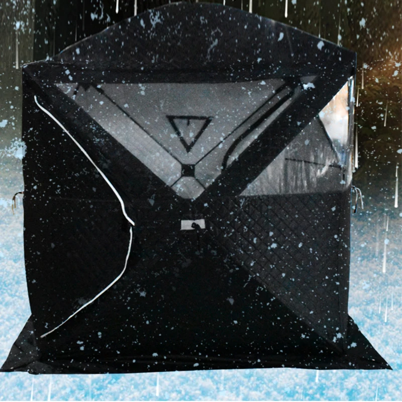 

Hot Selling Three Layer Waterproof Insulation High Quality Cube Tent Transparent Skylight Sauna Tent With Chimney Hole
