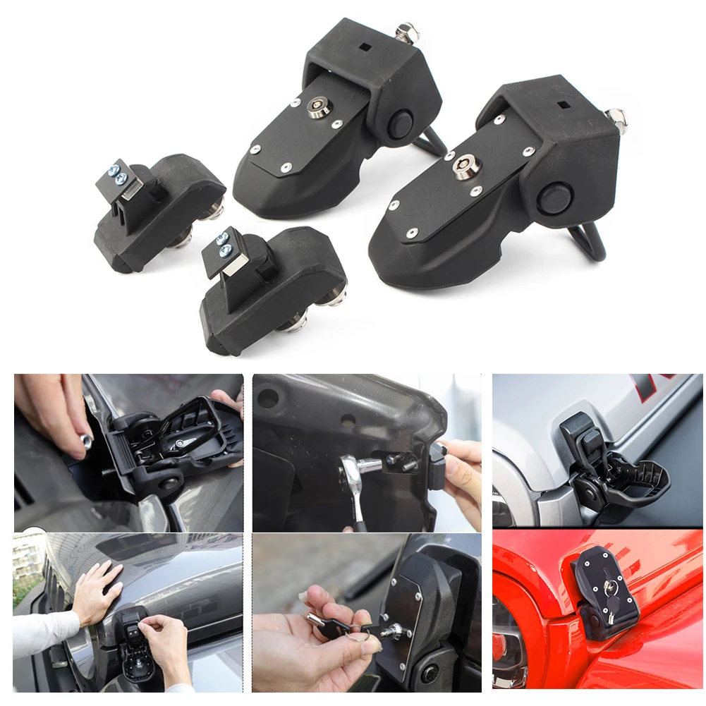 

2Pcs Car Hood Latches Hood Lock Catch Latches Kit Anti-Theft For Jeep Wrangler JL 2018+