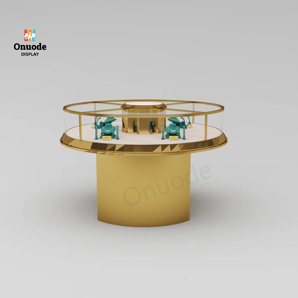 맞춤형 원형 유리 쇼케이스 카운터, 쇼핑몰 및 보석 매장 진열을 위한 모던 럭셔리 주얼리 디스플레이 테이블