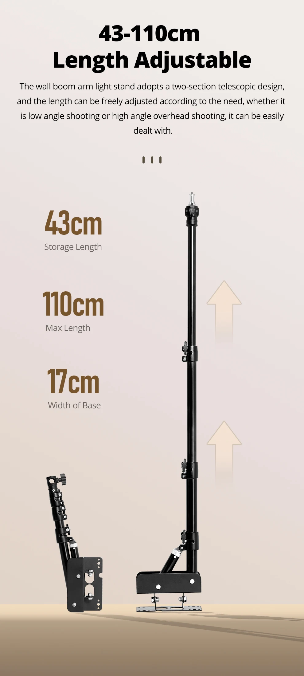 mini WS-110 Photography Pendant Stand for Indoor Wall Mounted Lights Mini Flashe