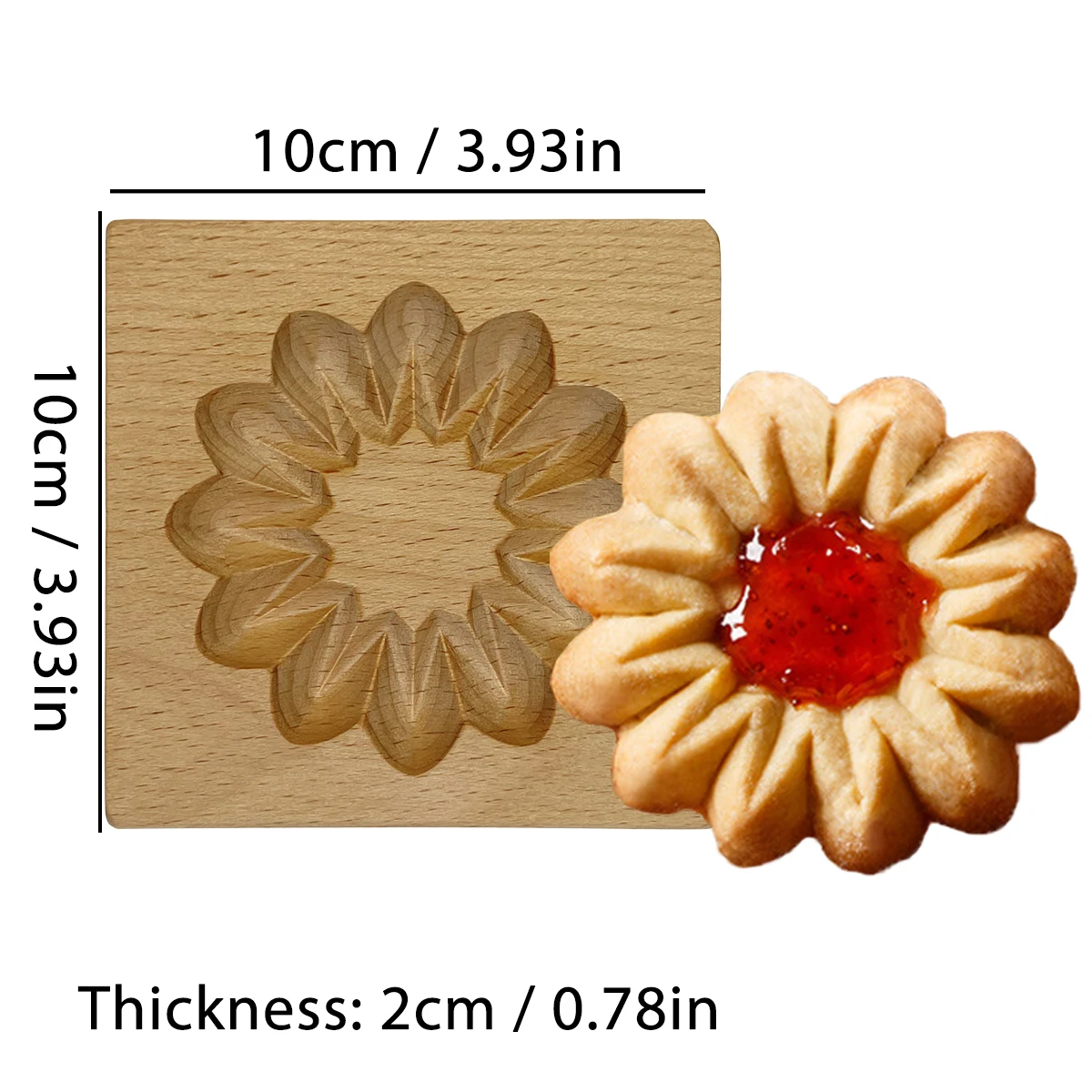 Cookie Cutter, 3D Wooden, DIY Baking, Engraved Embossed Biscuit Molds, for Gingerbread Fondant Christmas Baking