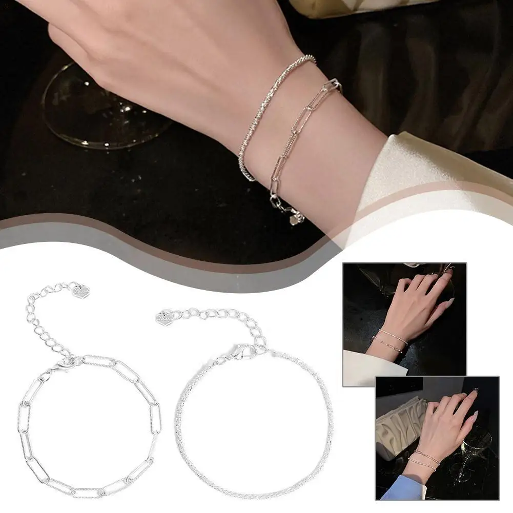 

1pc Fashion Silver Color Sparkling Bracelet Women Elegant Trendy Ins Adjustable Jewelry Simplicity Girl Party Accessories Gifts