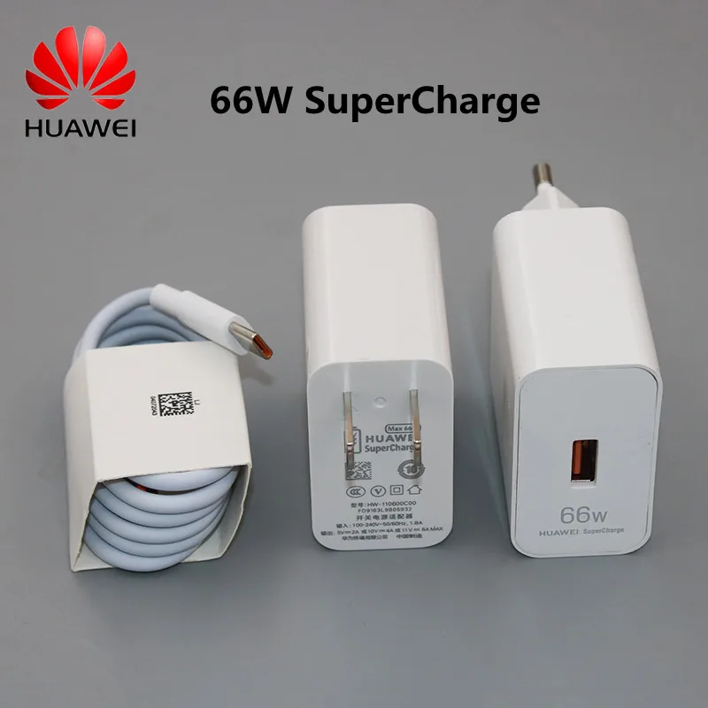 65 watt charger Original Huawei P50 Pro Charger 66W SuperCharge EU US Adapter 6A Type C USB Cable Fast Charge For Honor Nova 8 se Mate 40 RS Pro 5v 3a usb c