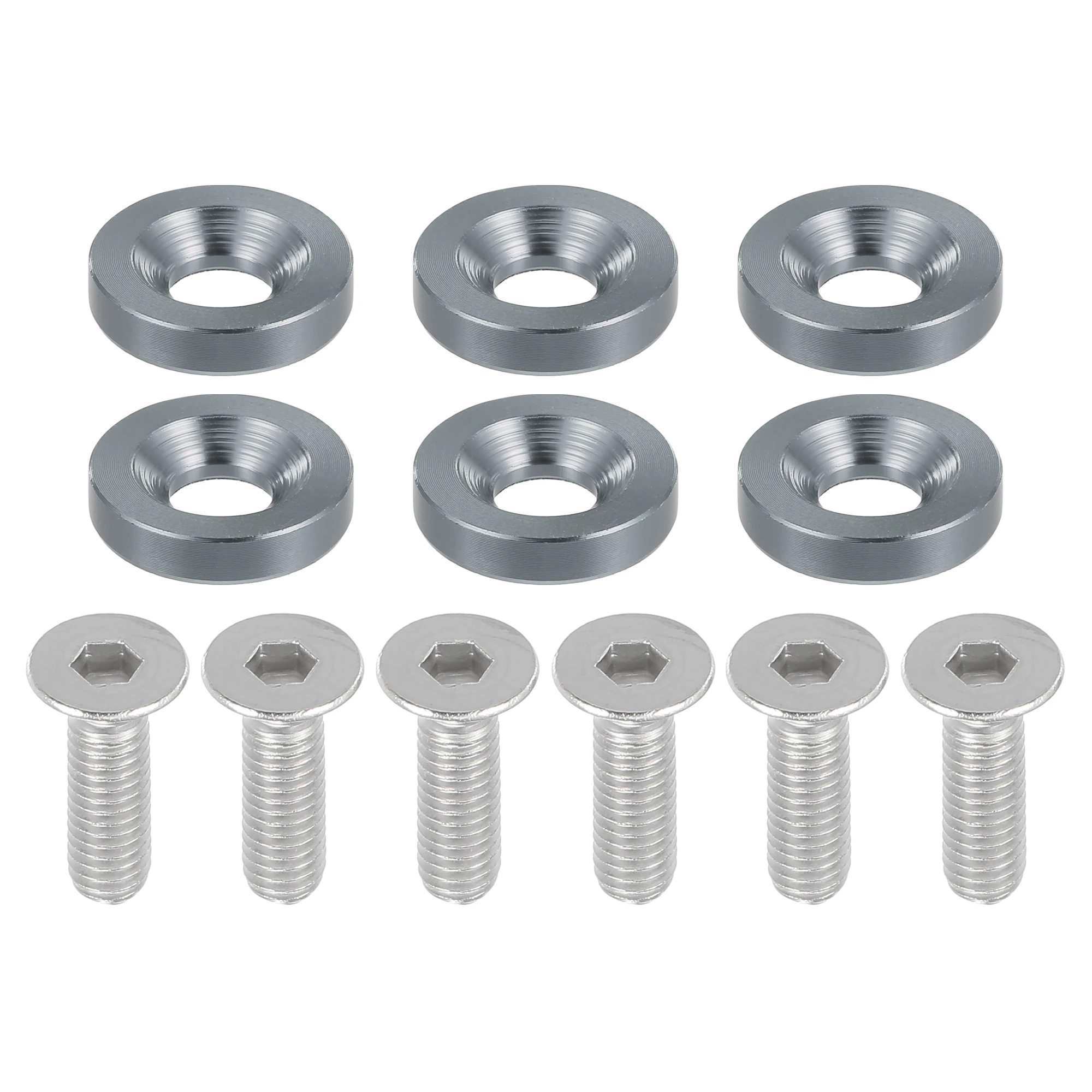 Motoforti 6-teiliges M6 Universal Finishing Senkkopf Kotflügel Stoßstange Unterlegscheiben Dichtungsschraube Motorraum Dress Up Befestigungsset – Detail 8